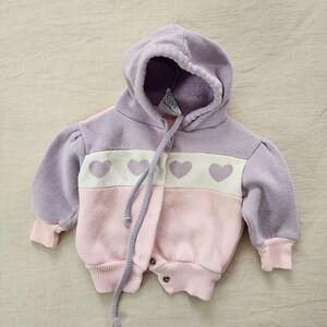 Vintage Pastel Heart Hooded Sweater 3-6 months